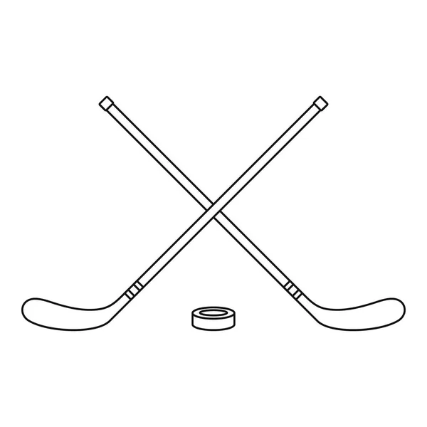 Icono de hockey, estilo de esquema — Vector de stock