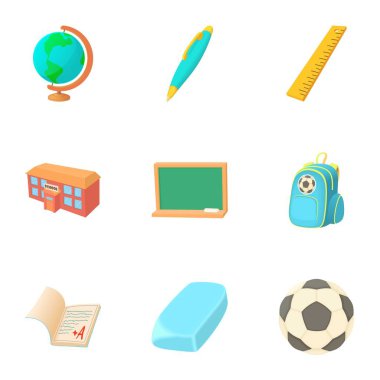 Çocuk eğitim Icons set, karikatür tarzı