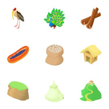 Konumlar Sri Lanka simgelerin ayarlamak, tarzı çizgi film