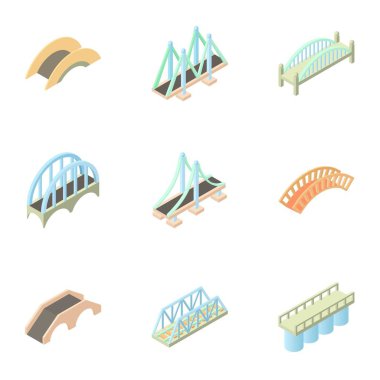 Nehir Icons set crossing, karikatür tarzı