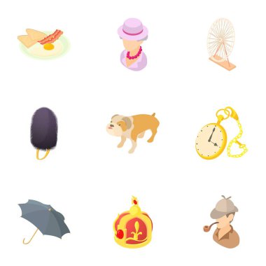 İngiltere'de Icons set, karikatür tarzı tatil