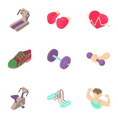 Aktif spor Icons set, karikatür tarzı