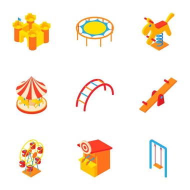 Bebek salıncak Icons set, karikatür tarzı