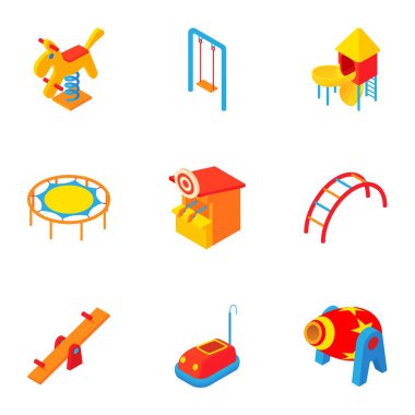 Çocuk eğlence Icons set, karikatür tarzı