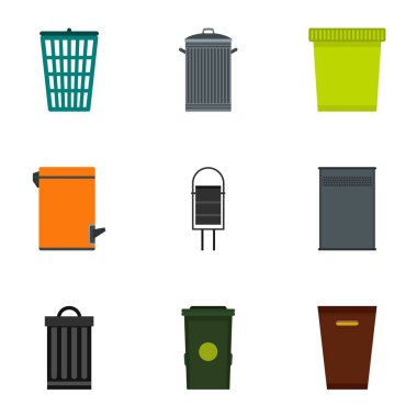 Bin Icons set, düz stil