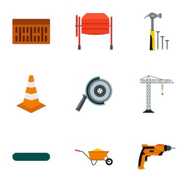 Onarım Icons set, düz stil