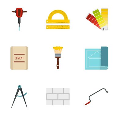 Onarım Araçları Icons set, düz stil