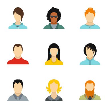 Avatar Icons set, düz stil