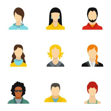 Farklı avatar Icons set, düz stil