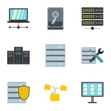 Bilgisayar onarım Icons set, düz stil
