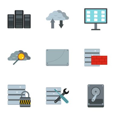 Bilgisayar koruma simgeler kümesi, düz stil