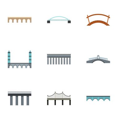 Geçiş nehir Icons set, düz stil için bir tesis