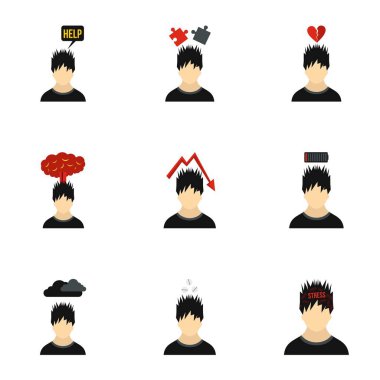 Duygular Icons set, düz stil