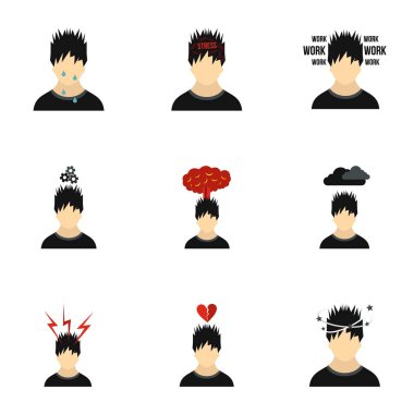 Duygular türleri Icons set, düz stil