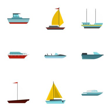 Yat Icons set, düz stil