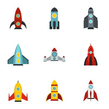 Roket simgelerin türleri ayarla, stil düz