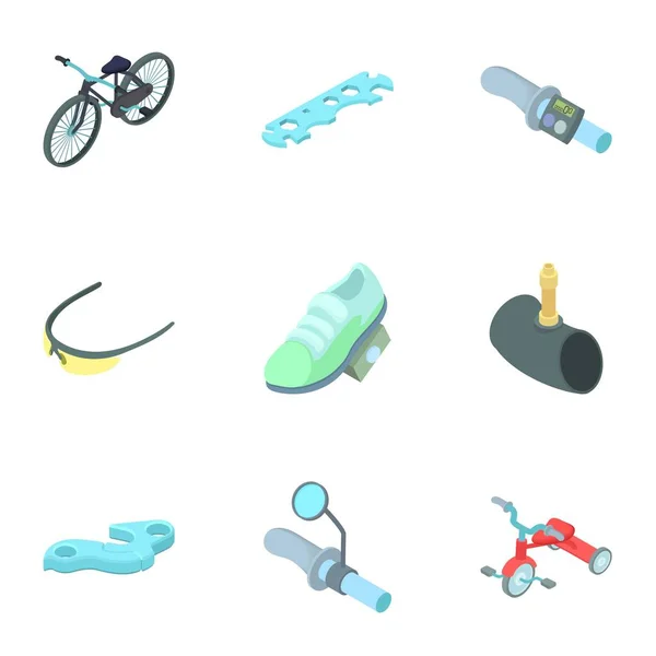 Carrera de ciclismo iconos conjunto, estilo de dibujos animados — Vector de stock