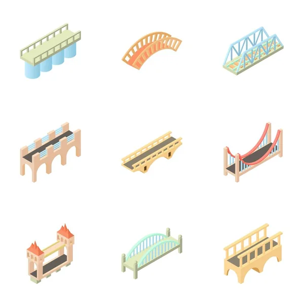 Bridge Icons Set, Cartoon-Stil — Stockvektor