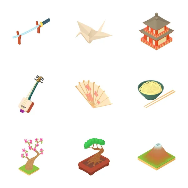 Set di icone per le vacanze in Corea del Sud, stile cartone animato — Vettoriale Stock