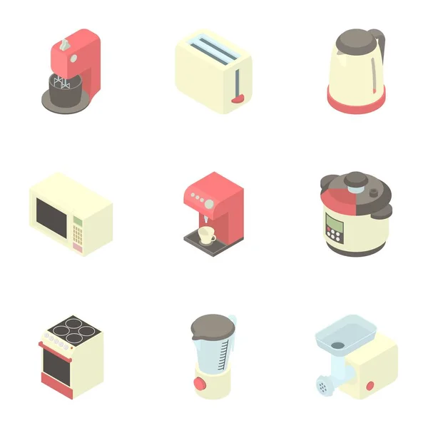 Keuken gadgets iconen set, cartoon stijl — Stockvector