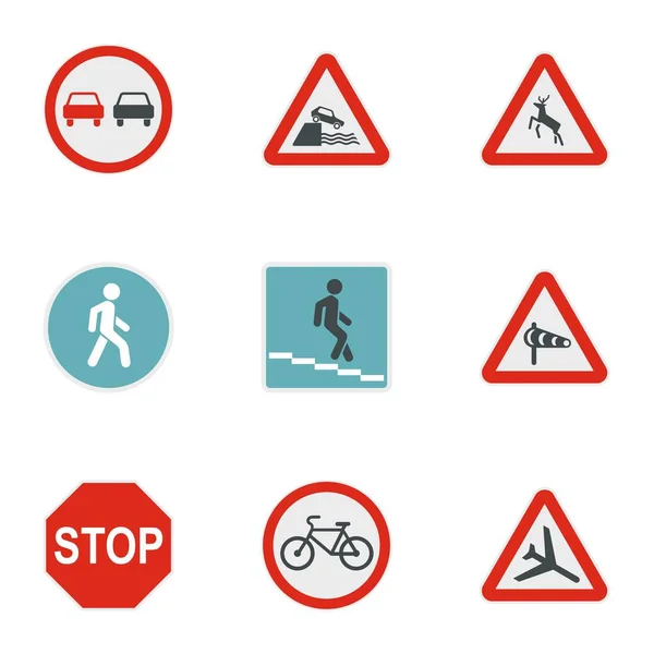 Conjunto de iconos de signo, estilo plano — Vector de stock