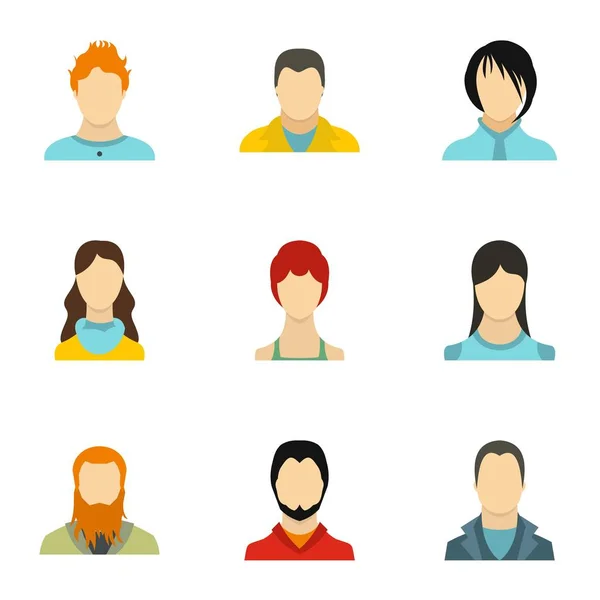 Avatar pessoas ícones set, estilo plano —  Vetores de Stock