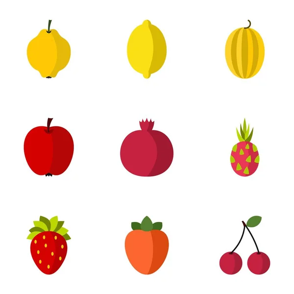 Ensemble d'icônes de fruits, style plat — Image vectorielle