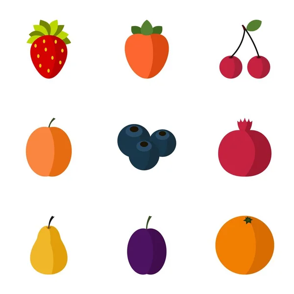 Ensemble d'icônes de fruits frais, style plat — Image vectorielle