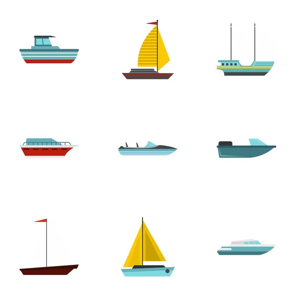 Yacht icons set, flat style — Stock Vector