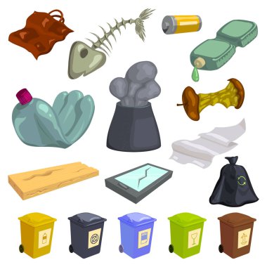 Çöp Icons set, karikatür tarzı