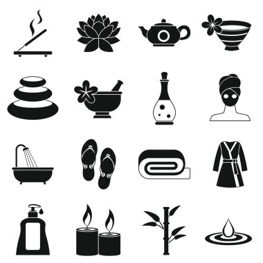 Spa tedavileri Icons set, basit tarzı