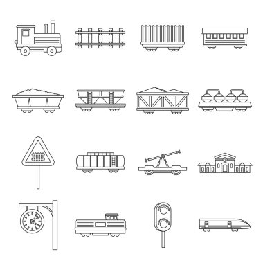 Demiryolu Icons set, anahat stili
