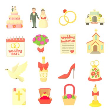 Düğün simgeler ayarla, tarzı çizgi film