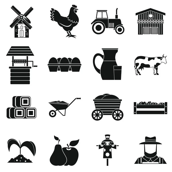 Conjunto de iconos de granja, estilo simple — Vector de stock