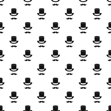 Sihirli siyah şapka ve bıyıklı desen, basit tarzı