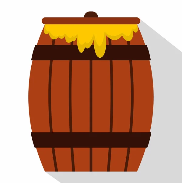 Honey keg icon, flat style — Stock Vector