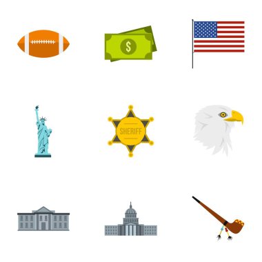 Ülke ABD simgeler ayarla, stil düz