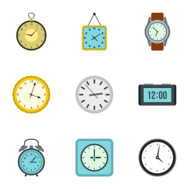 Watch Icons set, düz stil