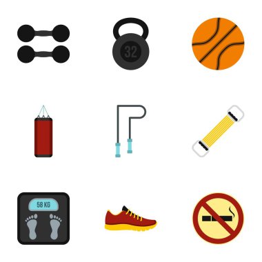 Aktif spor Icons set, düz stil