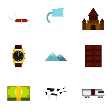 Ülke İsviçre simgeler ayarla, stil düz