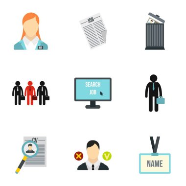 Ajansı Icons set personel, düz stil