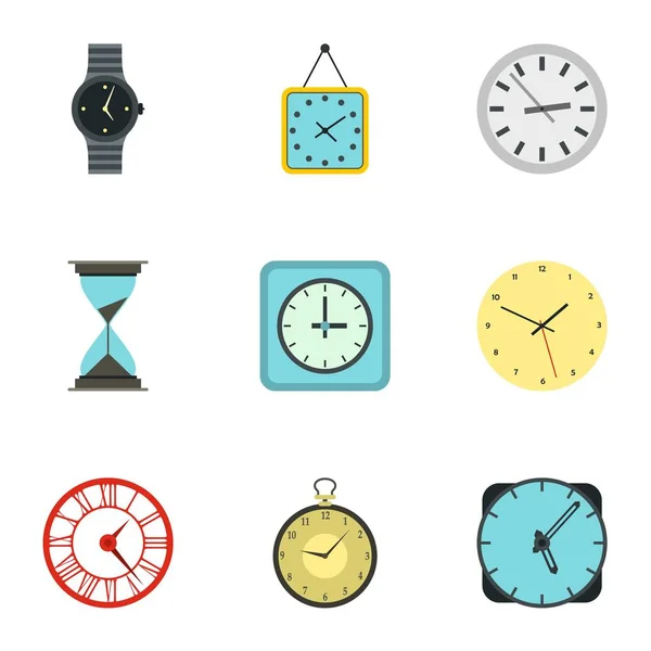 Elektronisk klocka ikoner set, platt stil — Stock vektor