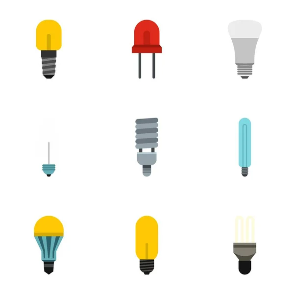 Conjunto de iconos de lámpara, estilo plano — Vector de stock