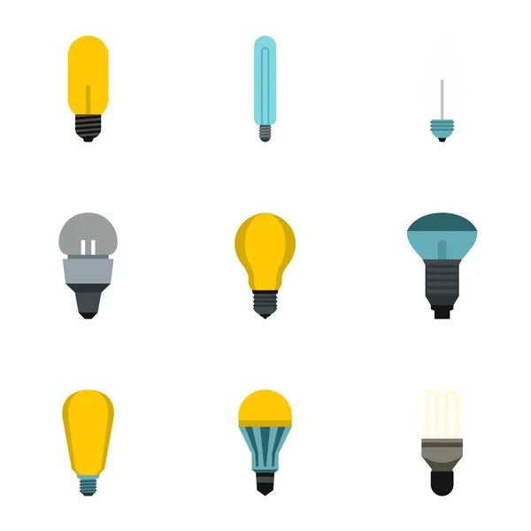 Ensemble d'icônes d'éclairage, style plat — Image vectorielle