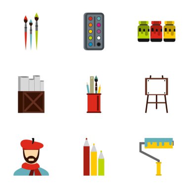 Sanat Icons set, düz stil