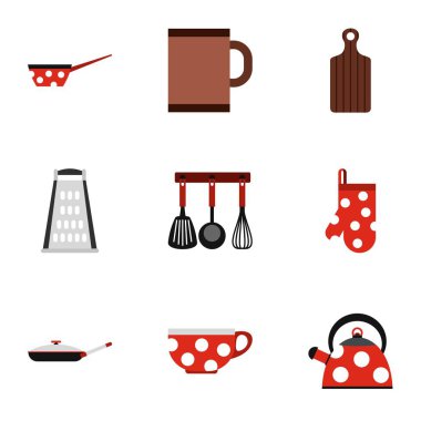 Stil öğeleri Icons set yemek, düz