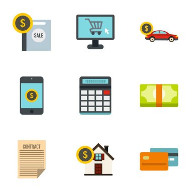 Icons set finansman, düz stil