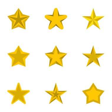 Beş köşeli yıldız Icons set, düz stil