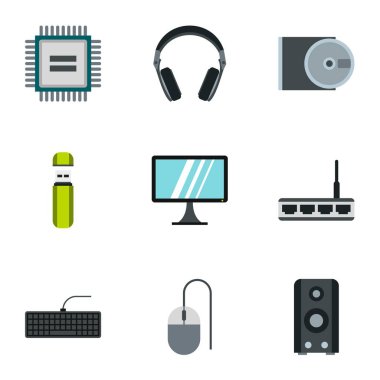 Bilgisayar Icons set, düz stil