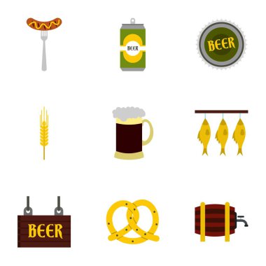 Pub Icons set, düz stil